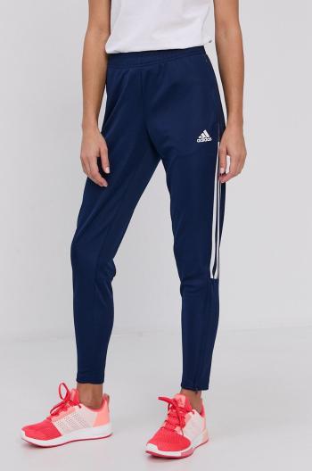 Nohavice adidas Performance GM4495 dámske, tmavomodrá farba, s nášivkou