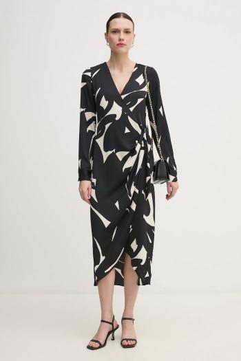 Šaty Dkny čierna farba, midi, áčkový strih, DD4JSD34