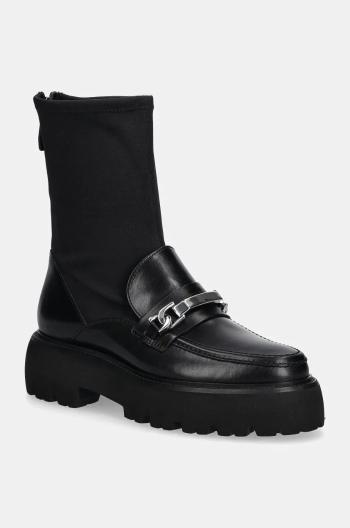 Kožené členkové topánky Kennel & Schmenger Suri dámske, čierna farba, na platforme, 41-37850
