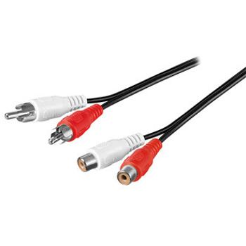 Predlžovací audio kábel 2x CINCH samec - 2x CINCH samica, 5m, čierna