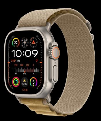 APPLE Watch Ultra 2 (2024) 49mm, Prírodný titán so žltohnedým alpským ťahom M