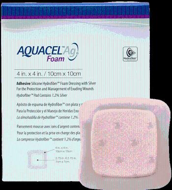 AQUACEL Ag foam Hydrofiber krytie na rany neadhezívne, so striebrom 10 x 10 cm 10 ks