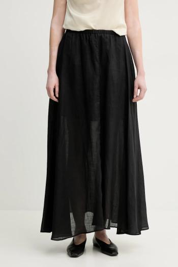 Ľanová sukňa ISABELLE BLANCHE čierna farba, maxi, áčkový strih, IS25SS-G093-T019