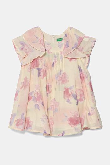Dievčenské bavlnené šaty United Colors of Benetton ružová farba, mini, áčkový strih, 4HYUGV02B