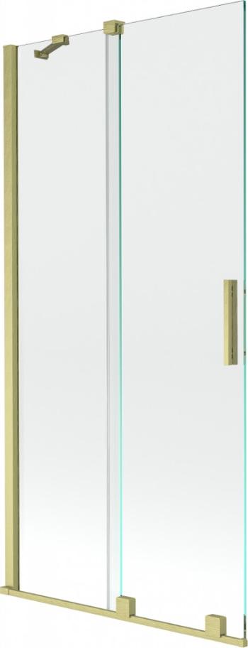 MEXEN/S - Velar Dvojkrídlová posuvná vaňová zástena 95 x 150, transparent, zlatá kartáčovaná 896-095-000-01-55