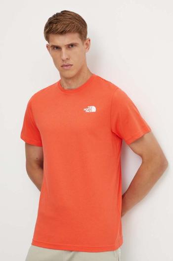 Bavlnené tričko The North Face S/S Redbox Tee pánske, oranžová farba, s potlačou, NF0A87NP5OM1