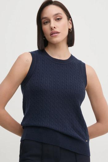 Vlnená vesta Tommy Hilfiger tmavomodrá farba, WW0WW43956