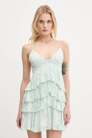 Šaty Hollister Co. zelená farba, mini, áčkový strih, KI359-5152