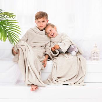 Pătură cu mâneci Decoking Lazy Kids crem , 90 x105 cm, crem deschis