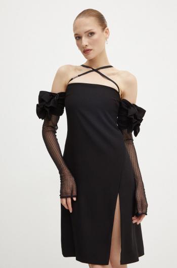Šaty Versace Jeans Couture čierna farba, mini, rovný strih, 77HAO928 N0230