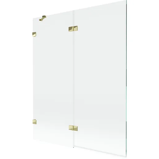 MEXEN/S - Lunar vaňová zástena 2-krídlová ľavá 140 x 150, transparent, zlatá 897-140-100-50-00-L