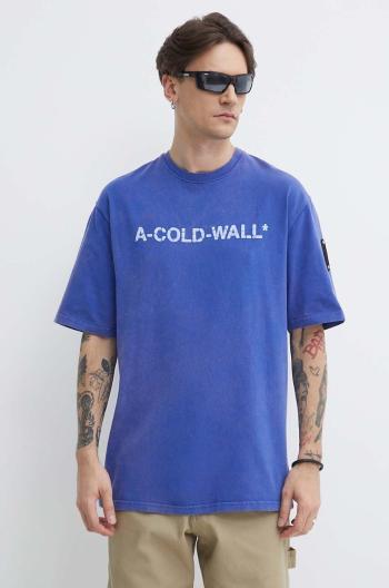 Bavlnené tričko A-COLD-WALL* Overdye Logo T-Shirt pánske, s potlačou, ACWMTS186