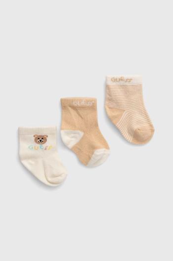 Ponožky pre bábätká Guess 3-pak béžová farba, H4YZ07 Z3G10