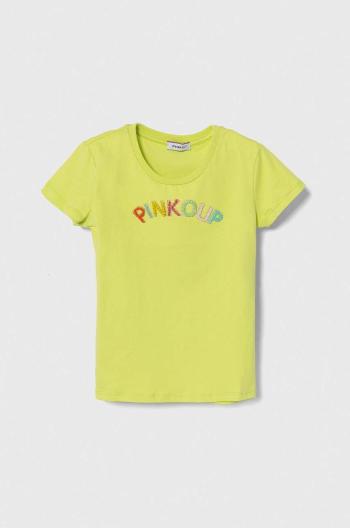 Detské bavlnené tričko Pinko Up zelená farba