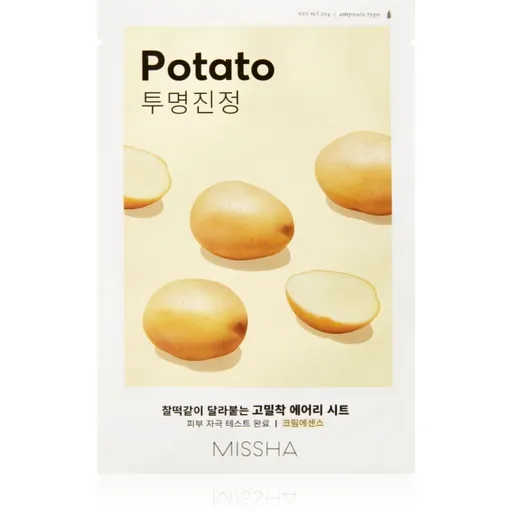 Missha Airy Fit Potato vyhladzujúca plátenná maska pre rozjasnenie pleti 19 g