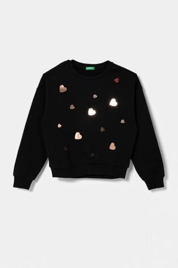 Detská mikina United Colors of Benetton čierna farba, s nášivkou, 3J73C10M4