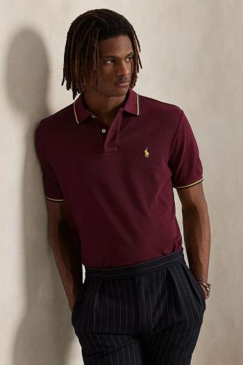 Bavlnené polo tričko Polo Ralph Lauren modrá farba, jednofarebné, 710842621
