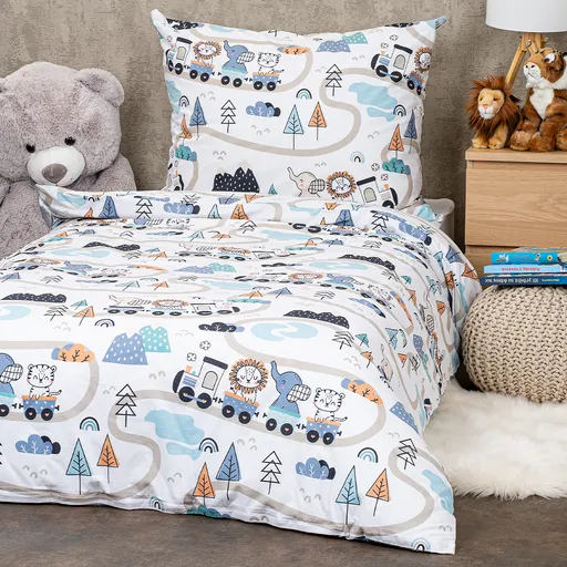 4Home Detské bavlnené obliečky Happy train, 140 x 200 cm, 70 x 90 cm, 140 x 200 cm, 70 x 90 cm