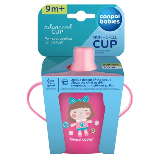 CANPOL BABIES Nevylievací hrnček TOYS 250 ml ružový