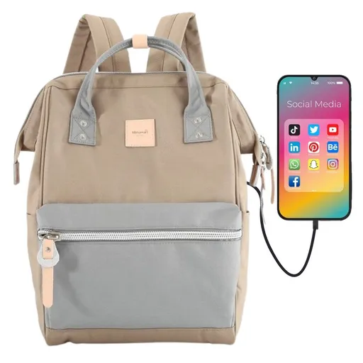 Dámsky béžovo-sivý ruksak s nastaviteľnými ramennými popruhmi – Himawari