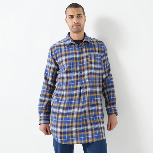 Extra dlhá flanelová košeľa s kockovaným vzorom