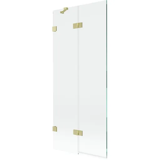 MEXEN/S - Lunar vaňová zástena 2-krídlová ľavá 80 x 150, transparent, zlatá kartáčovaná 897-080-100-55-00-L