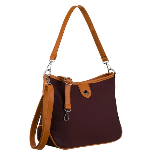 Dámska bordová kabelka z polyesteru a ekologickej kože, mestský štýl, jednokomorová