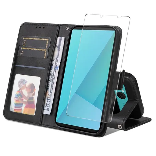 ENKAY PREMIUM SET Peňaženkové puzdro a ochranné sklo Sony Xperia 10 VII čierne