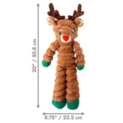 Hračka pre psy Kong Dog Holiday Sherps™ Crumples Reindeer s pískatkom, polyester, hnedá XL