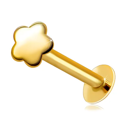 Piercing do pery a brady z 375 žltého zlata - plochý lesklý kvietok