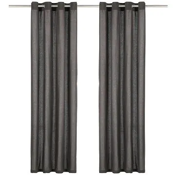 Závesy s kovovými krúžkami 2 ks bavlna 140 x 245 cm antracitové (134325)