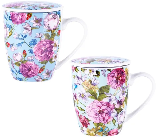 VERONI - Hrnček s čajítkom 360ml Amaya rôzne motívy