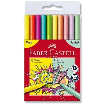 Faber-Castell Grip sada Neon a Pastel, 10 farieb (155312)