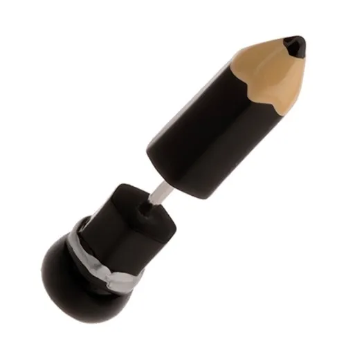 Falošný plug do ucha z akrylu, čierna lesklá ceruzka