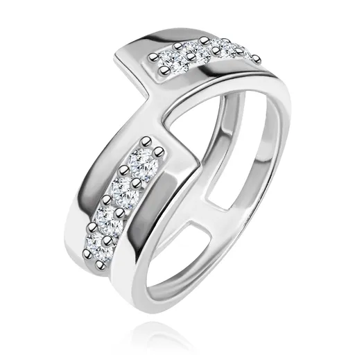 Prsteň zo striebra 925 – prerušená línia, trblietavé zirkóny - Veľkosť: 55 mm