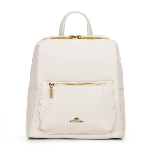 Dámsky ruksak z prírodnej kože krémový – boxový tvar 100-4E-226-0