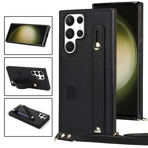 NEA Ochranné púzdro s remienkom pre Samsung Galaxy S23 Ultra 5G čierny