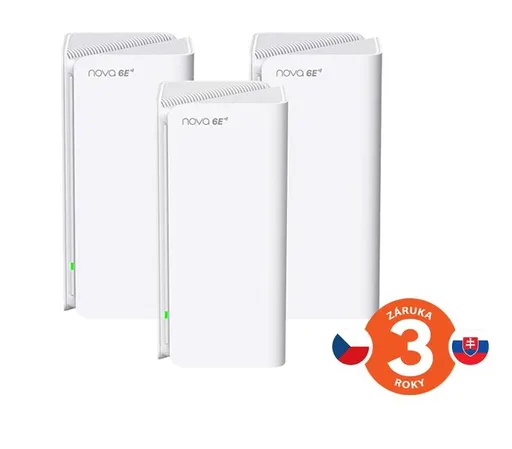 Tenda Nova MX21 Pro (3-pack) WiFi6E AXE5700 Mesh Gigabit systém, 9x GLAN/GWAN, WPA3, VPN, SK app
