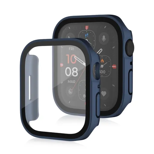 PC FULL COVER Plastový kryt so sklom pre Apple Watch SE / SE 2022 / SE 2023 / SE 2025 (40mm) modrý