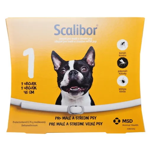 SCALIBOR Antiparazitný obojok pre malé a stredné psy 48 cm