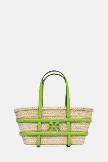 Rafiová kabelka Tory Burch Ella Straw béžová farba, 169396-300