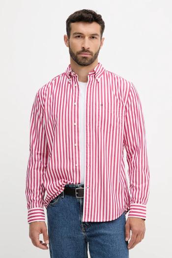 Bavlnená košeľa Tommy Hilfiger ružová farba, regular, s golierom button-down, MW0MW39451