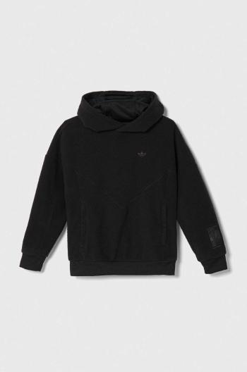 Detská mikina adidas Originals čierna farba, s kapucňou, jednofarebná