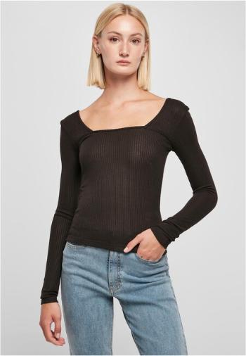 Urban Classics Ladies Rib Squared Neckline Longsleeve black - L