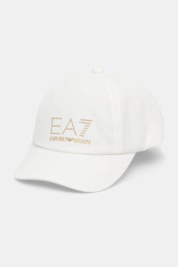 Bavlnená šiltovka EA7 Emporio Armani biela farba, s nášivkou, AF13009.7W000327