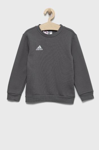 Detská mikina adidas šedá farba, jednofarebná