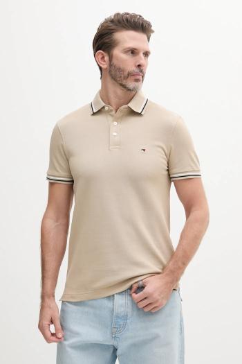Polo tričko Tommy Hilfiger pánske, béžová farba, jednofarebné, MW0MW39993