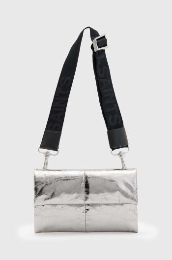 Kožená kabelka AllSaints EZRA QUILT CROSSBODY strieborná farba, W308XB