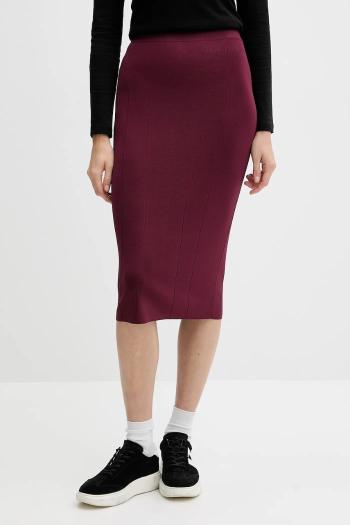 Sukňa Armani Exchange bordová farba, midi, puzdrová, XW001302 AF10352