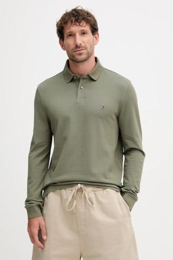 Tričko s dlhým rukávom Tommy Hilfiger zelená farba, jednofarebné, MW0MW20183